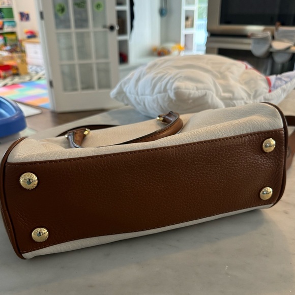 Michael Kors Knox Tassel Bag with Shoulder Strap, Brown&White, 11”Wx9”Hx4.5”D - Picture 6 of 6